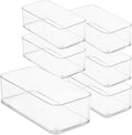 primebox Plastic Clear Drawer Organizers. Bathroom, Kitchen, Bedroom, Nail Polish, Office Organizer Bins, Storage Trays. Heavy Duty, Stackable. 6" x 3" x 2" Set of 6