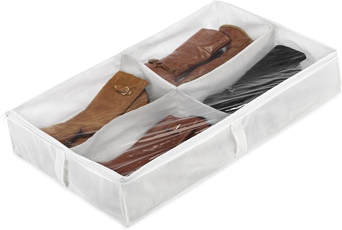 Whitmor Underbed Boot Bag, 4 Section, White (Pack of 6)
