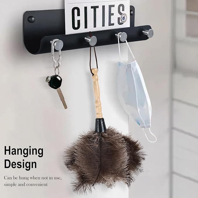 Ostrich Feather Duster 14" Natural Handheld Reusable Feathers Dusters with Wooden Handle for Cleaning Supplies Home Car Office