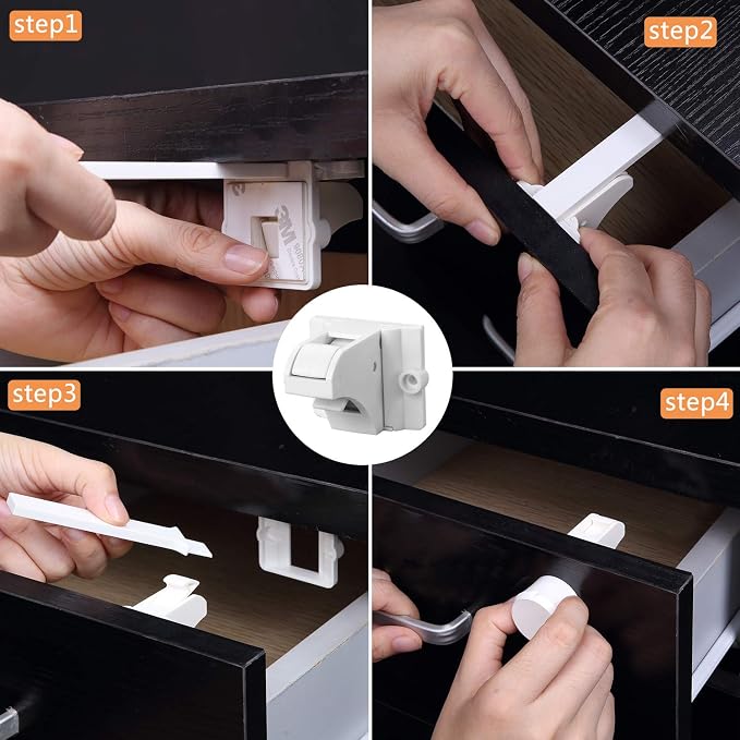 Vmaisi Adhesive Magnetic Locks for Cabinets & Drawers (40 Locks and 4 Keys) | Keeps dangerous things away from kids