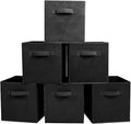 PowerKing Collapsible Storage Cubes, Farbic Storage Bins, Black, 6 Pack | Sturdy, Lightweight, Easy Pull Handle, Closet & Shelf Organizer, Clothes and Toys Storage, 10.5'' x 11'' x 10.5''