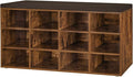 DINZI LVJ Shoe Storage Bench with Cushion, Cubby Shoe Rack with 12 Cubbies, Adjustable Shelves, Multifunctional Shoe Organizer Bench for Entryway, Mudroom, Hallway, Closet and Garage, Rustic Brown