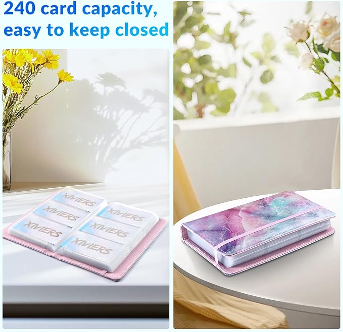 Pu leather business card organizer， 240 Capacity business card holder organizer，Credit card holder for women and men