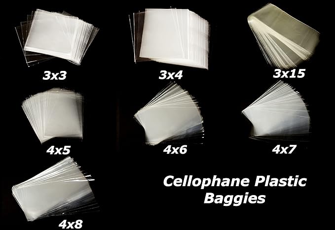 CalCastle Craft 100 Count Rectangular Clear Soft Cellophane Bags with Open Tops 3x15