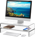 Egchi Acrylic Monitor Stand,2 Tiers Computer Monitor Riser(18x8x5.5 inches),Computer Stand/Monitor Riser for Office,School,Home,Laptop Stand Desktop Stand for Keyboard Storage&Printer TV Screen