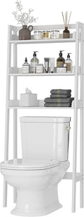 UTEX Over The Toilet Storage Shelf, 3-Tier Bathroom Organizer, White | FSC-Certified MDF, Open Ladder Design, Adjustable Lower Crossbar, Anti-tip Hardware, 33-Inch Clearance, Raised Side Guards