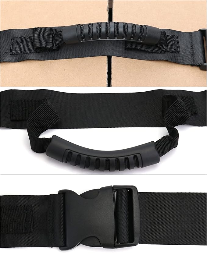 QWORK Carrying Strap with Handle, 2 Pack Heavy Duty Ordinary Luggage Lashing Strap Holder for Safe Moving and Lifting and Carrying of Heavy Cases, Groceries, Luggage