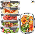 6 Pack, 34oz Glass Meal Prep Containers with Lids, Food Storage Containers | Portion Control, Glass Lunch Containers with Airtight Lids, Microwave, Freezer, Dishwasher Safe
