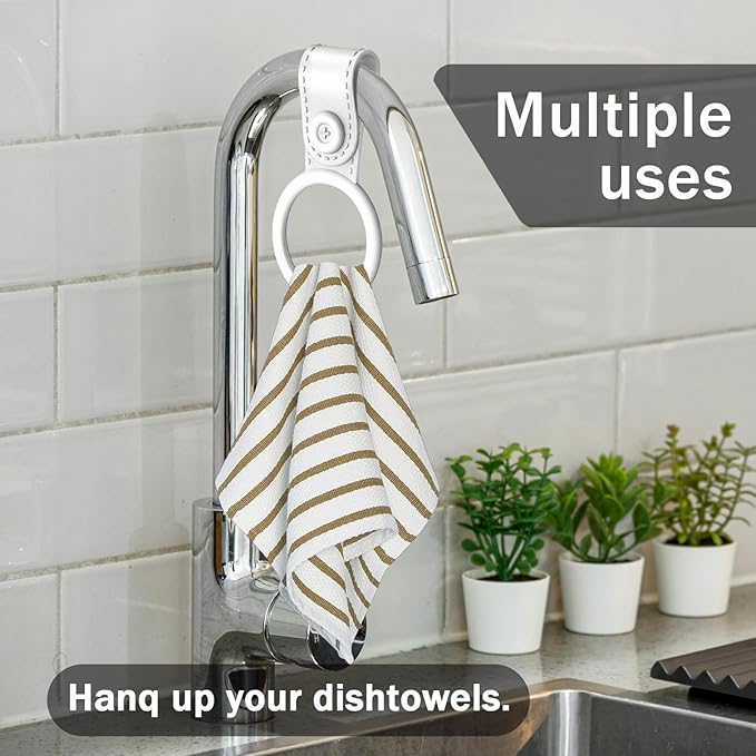 4 Pack Silicone Kitchen Towel Holder, Hanging Kitchen Towels; Dish Towel Holder for Cabinet, Oven, Stove, Sink – Durable, Non-Slip Design for Easy Hanging (White)