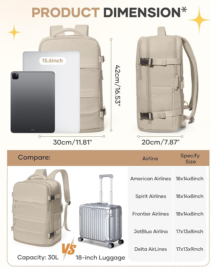 coofay Travel Backpack For Women Men Airline Approved Carry On Backpack Flight Approved Waterproof Sports Luggage Backpack Casual Daypack Small Hiking Backpack