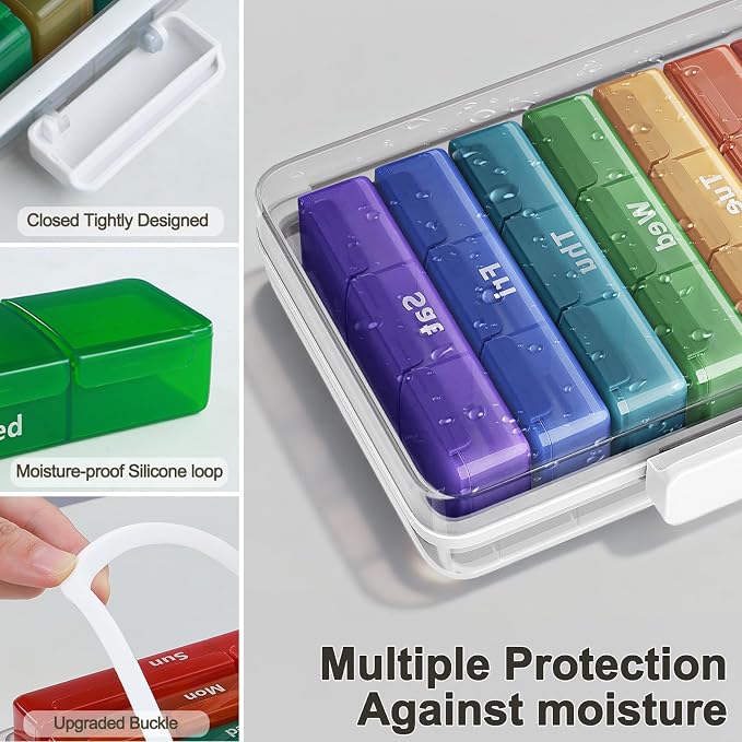 CTIME 4-Tier Extra-Large Medicine Organizer with Portable Pill Case Empty | Double Capacity for Family Needs; BPA-Free Safety; Clear Visible Lids; Neatly Categorized; Home & Travel Essentials; Gift