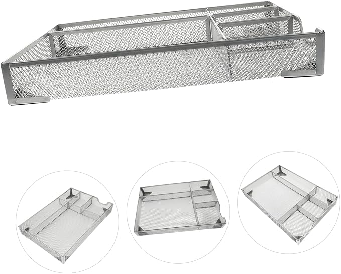 SEWACC Metal Desk Organizer Aesthetic Multi-compartment Storage Box for Efficient Office Organization Tidy up Stylish File Holder for Home Bathroom and Living Room Use Easy to Clean and