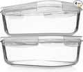Razab 4 PC 1860ml / 63 Oz / 8 Cups Large Glass Food Storage Containers with Lids - Glass Meal Prep Containers for Roasting & Storing Leftover, Lunch Container with Lids, Microwave & Oven Safe