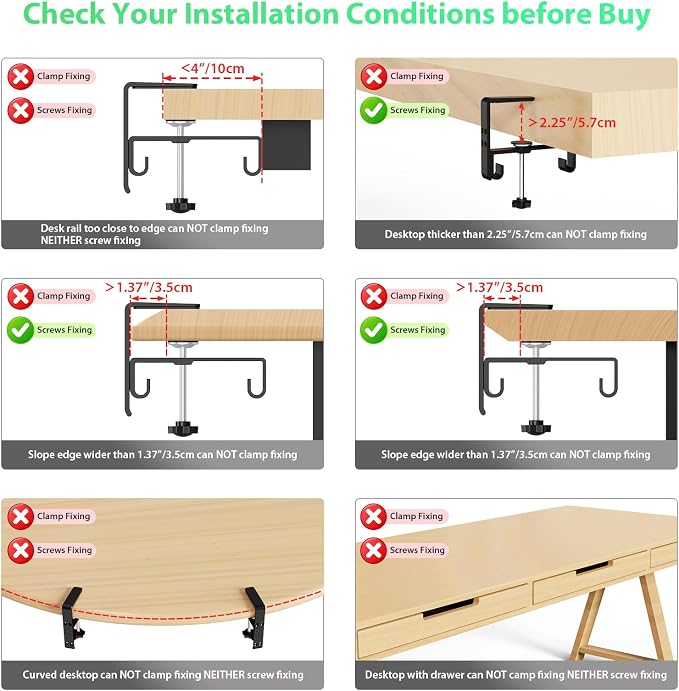 KEEGH Under Desk Cable Management Tray 36", Fabric Clamp/Screw Mount Cord Organizer, No Drill Under Desk Cable Tray for Home, Offices, Studios, Gaming Room (Black)