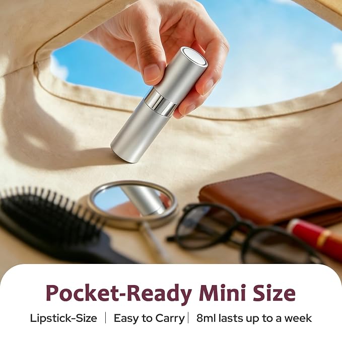 LISAPACK 8ML Atomizer Perfume Spray Bottle for Travel (3 PCS) Empty Cologne Dispenser, Portable Sprayer (Silver)