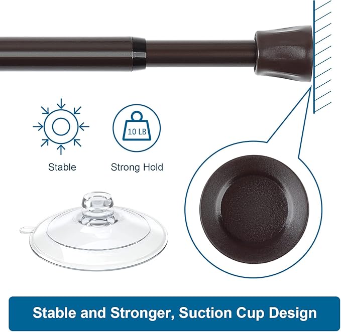 TYRON 4Pcs Spring Tension Curtain Rods for Windows 28 to 48 Inch, Bronze Adjustable Extendable Small Tension Rod No Drill, Room Divider Doorway Curtain Tension Rod