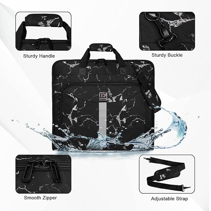Goloni Garment Bag For Men Women Travel & Business,Hanging Clothes & Multiple Compartment,Waterproof Foldable Suit Bag Marble