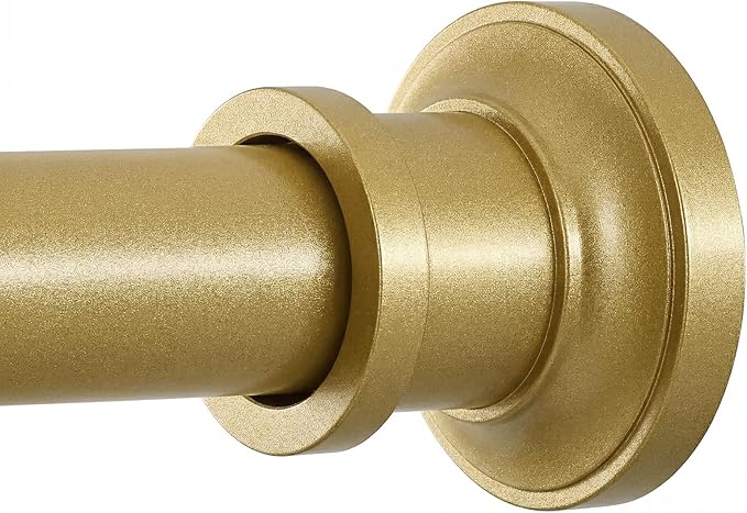 BRIOFOX Gold Tension Curtain Rod 24 to 110 Inch(2-9.1ft) - Stainless Steel Spring Tension Shower Curtain Rod, No Drilling Satin Gold Tension Rod for Curtains or Windows