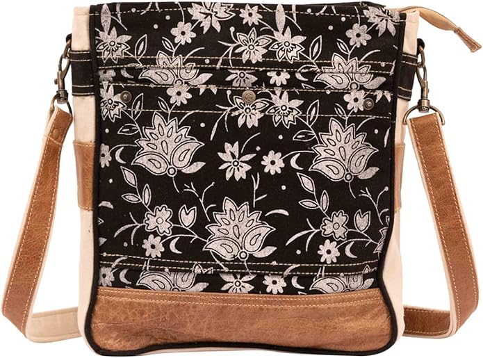 RAJERIYA Bags SEL de MER Upcycled Blossom Print Canvas & Leather Shoulder Bag, Canvas Crossbody Bags for Women