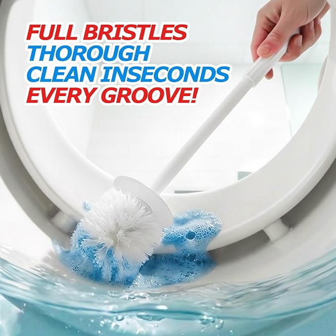 FORASTO 4Pack Toilet Bowl Brush and Holder Set - Toilet Scrubber Brush,Cleaning Brush,Bathroom Decor,Household Essentials,Cleaning Supplies,Home Essentials,White | Plastic & Bristles, 4-Pack Brush Combo, Drip-Free Holder, Bathroom Corner Storage, White...
