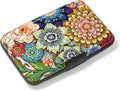 Credit Card Holder, Mini Aluminum Card Wallet RFID Blocking Slim Metal Hard Card Case for Women Men, Mandala Flower