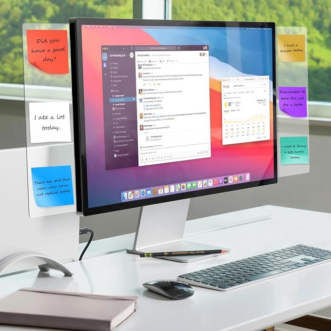 2-Pack Large Frameless Monitor Sticky Note Boards - Screen Memo Board for Edgeless Monitors, 13.6 X 3.6 Inch Home Office Computer Memo Holder
