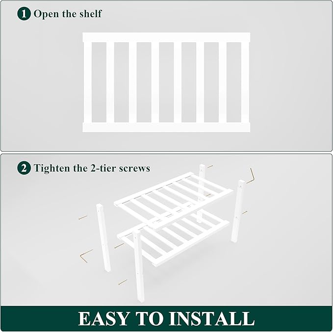 Smiry Bamboo Shoe Rack for Closet, 2 Tier Small Wooden Shoe Organizer, Stackable Wood Shoe Storage Shelf for Entryway, 14 Vertical Slats, One-piece Heavy-Duty Legs, 17.32"x11.02"x12.99", White