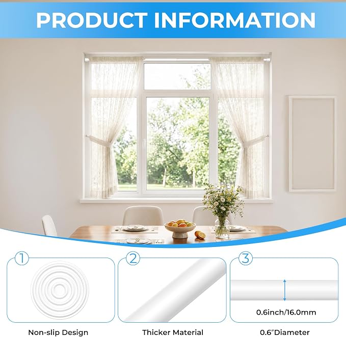 2 Pack Spring Loaded Tension Rod 48-59" Adjustable Curtain Rods No Drill Extendable Spring Rod Tension Curtain Rods For Window Kitchen Shelves Rv Refrigerator And Small Spaces,White