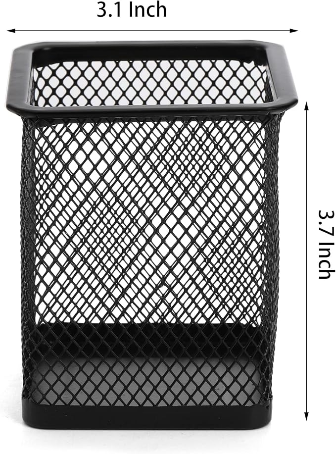 Nicunom 12 Pack Mesh Pen Holder for Desk, Wire Mesh Pencil Cup Holder Metal Pencil Holder Organizer for Office Home School Supplies, Black ﻿