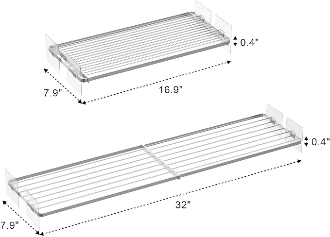 Closet Tension Shelves Expandable Cabinet Organizer Wire Shelf Metal DIY Divider Separator for Cabinet Wardrobe Cupboard Pantry Kitchen Bedroom
