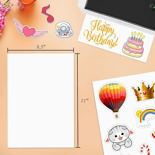 100 Full Sheets Sticker Paper for Laser & Ink Jet Printers, 8.5" x 11" Full Sheet Address Shipping Label, 100 Sheets 100 Labels