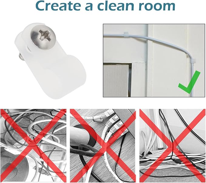 50 Pcs 5/8 Inch White Nylon Cable Clip Wire Clamp | R-type, 16mm, Stainless Steel Screws Included, Screw Mounting, Wire Management