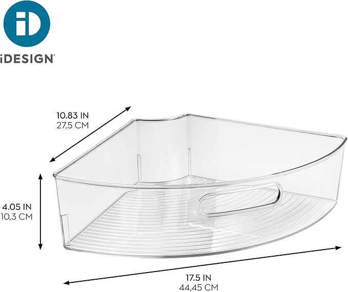 iDesign Clear Plastic 1/4 Wedge Bin, 4-Pack | Corner Lazy Susan Cabinet, Kitchen Cabinet Organizer