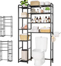 Kitsure Over the Toilet Storage – 9-Tier Black Metal Bathroom Organizer Shelves with Adjustable Side Shelves, Space-Saving Over Toilet Rack for Small Bathrooms, Apartments & Rental Homes, 68.7" H