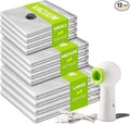 12 Pack Vacuum Bags for Travel with Rechargeable Air Pump & LED Light,Vacuum Travel Bags,Vacuum Storage Bags(4L+4M+4S),80% Space Saver Vacuum Seal Bags for Blankets,Comforters,Luggage
