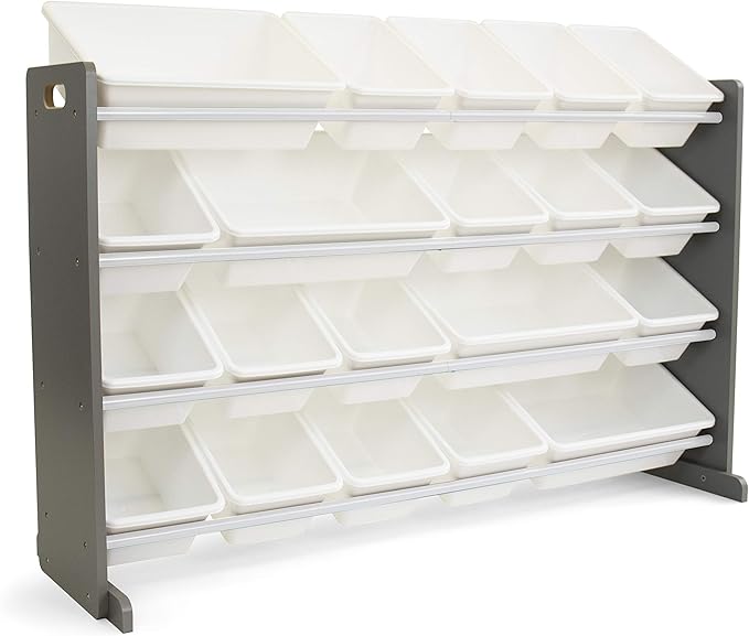 Humble Crew Toy Storage Organizer with 20 Removable Storage Bins for Kids Playroom, 4-Tier Toddler Toy Organization and Storage, Grey/White