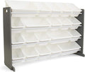Humble Crew Toy Storage Organizer with 20 Removable Storage Bins for Kids Playroom, 4-Tier Toddler Toy Organization and Storage, Grey/White