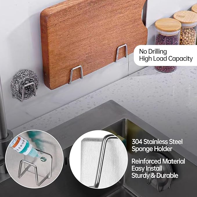 Sponge Holder for Kitchen Sink Suction,sponge caddy in Sink Sponge Holder Dish Rack for Kitchen Storage Organization Home Necessities（2 Pcs）