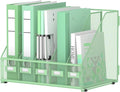 5 Vertical Compartments Magazine Holder, Metal Binder Organizer, Mint Green | Space-Saving Desktop Storage, Built-In Label Holders, Anti-Slip Feet, Sized for Binders, Folders, Magazines and Files