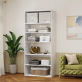 GraceGrove 71" High Modular Wooden Closet Organizer System with 6 Shelves &Storages, Wall Mount Shelving for Walk in Closet Bedroom Organization,Closet Organizers and Storage, White