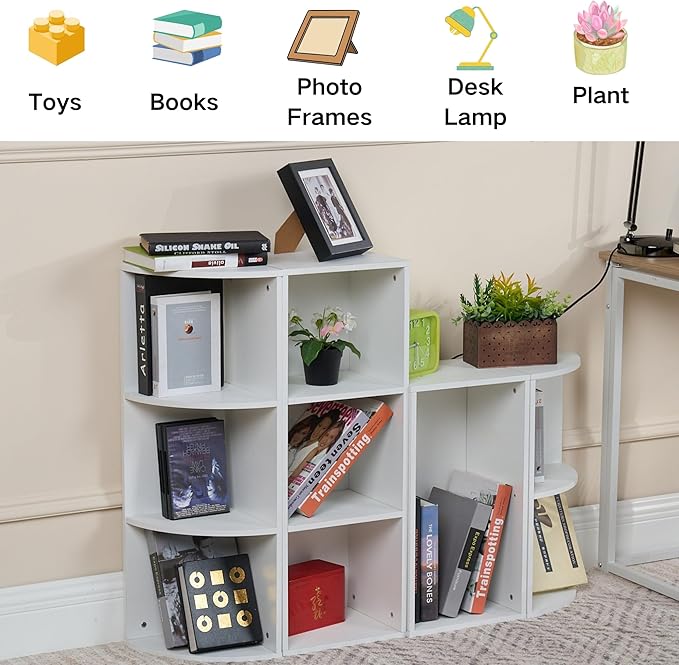 FurnitureR Basics Cube Storage Organizers - can be Combined Freely, Closet Storage Cabinet Shelf, Stackable Cubby Shelf for Bedroom, Office, Study, Classroom, White