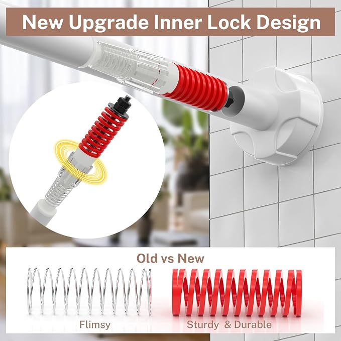 2 Pack Tension Curtain Rod No Drill Adjustable 30-43 Inch, White | Single Telescopic Rod No Splicing, 1" Diameter Anti-Rust Tool-Free for Bathroom Window Closet Room Divider Kitchen