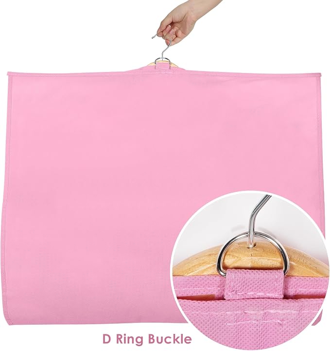 Univivi Garment Bags for Dance Costumes for Hanging Clothes, 40 Inch Breathable Dance Competition Garment Bag With 3 Medium Clear Zipper Pockets for Kids (Pink) - 8 Pack