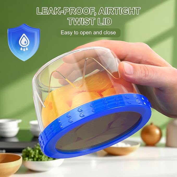6 Pack-17oz Reusable Freezer Storage Containers, [STURDIER and MORE DURABLE] Airtight Plastic Food Storage Containers with Twist Top Lids, |BPA Free| Stackable | Leakproof| Microwave/Dishwasher Safe