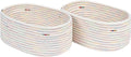 CubesLand Small Woven Baskets,Cute Baskets or Shelf Set 2 | Cube Organizer Basket Bin,Soft Toys Storage Basket,Baby Nursery Basket Bin,Home Decor 12"D x 8"W x 5"H Rainbow Stitches