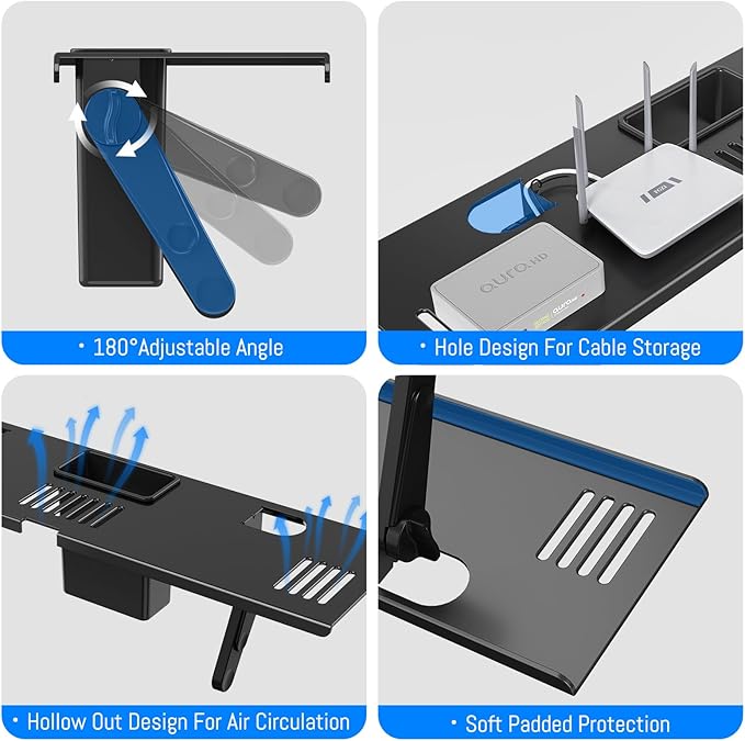 CABTE Adjustable Steel TV Top Shelf, Floating TV Stand, Universal Monitor Shelf for Soundbar, Game Console, Cable Box, Router Shelves (16.93x4.72inch with 1 Boxes)