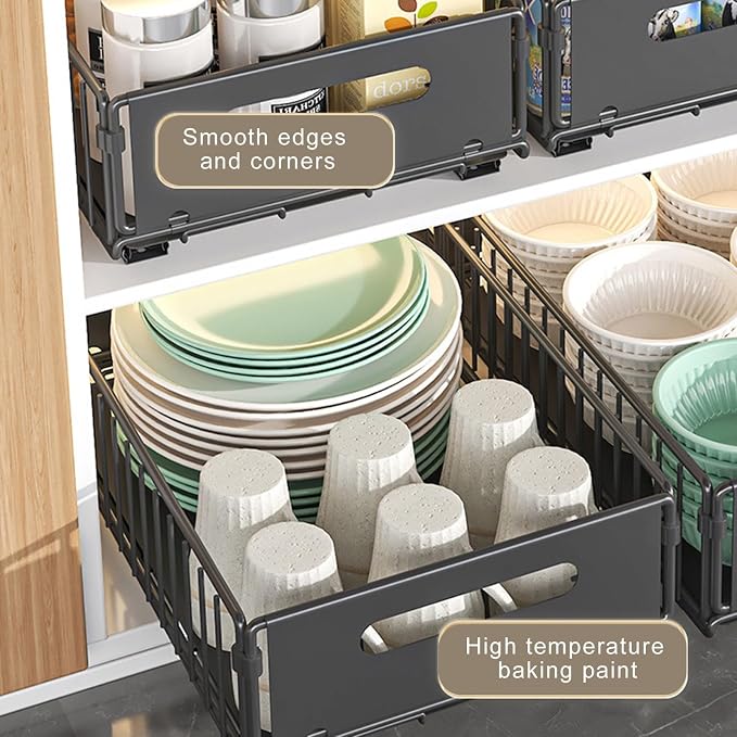 2pcs Pull Out Cabinet Organizer, Pantry Storage Organizer Sliding Cabinet Drawer 2pcs Pull-out Cabinet Organizer Storage Basket Large Capacity 2pcs S