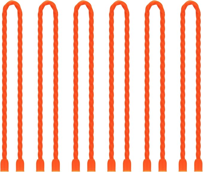 6 PCS 12-Inch Silicone Cable Ties Dia 5mm Reusable Steel-Core Rubber Twist Ties Bendable Cable Ties for Bundling and Holding, All Purpose Cord Tie for Indoor and Outdoor (Orange)