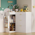 Wooden Nursery Changing Table Dresser,Diaper Changing Table with Storage,Corner Baby Dressing Table with 3 Drawers and 2 Shelves, Modern Storage Crib with Changing Station for Nurseries and Baby Rooms