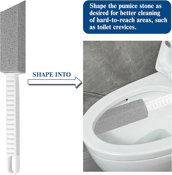 2 Pack Pumice Stone Toilet Bowl Cleaner with Long Handle | Powerfully Removes Toilet Bowl Rings, Rust & Lime, Ideal for Toilet Brush, BBQ Grills, Sink, Pool, Bathroom
